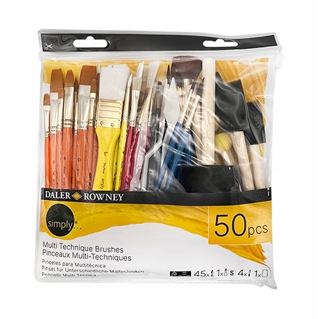 Sada 50 štětců pro různé malířské techniky, Daler Rowney