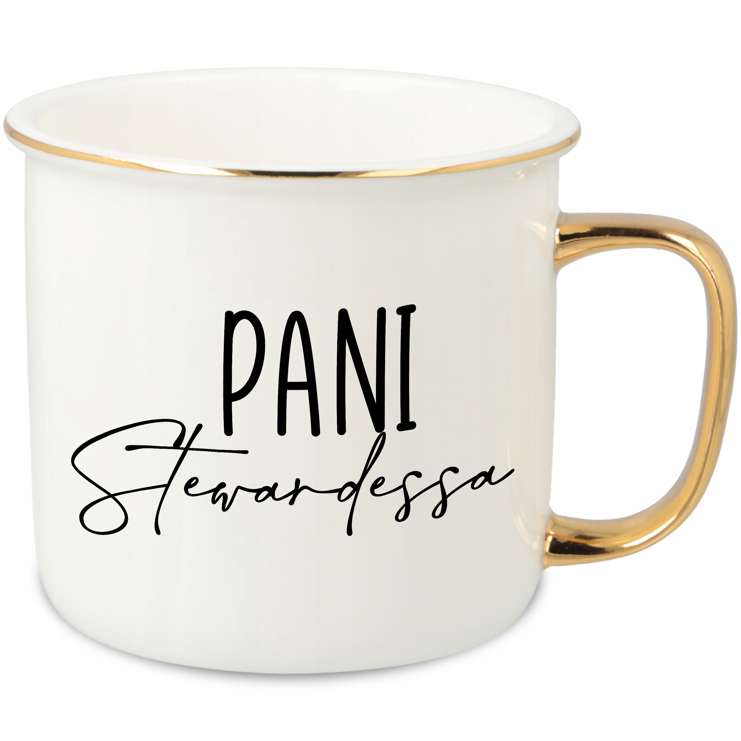 Hrnek Ucho Forma Zlatý Porcelánový Retro Dárek Pro Paní Letušku Wz