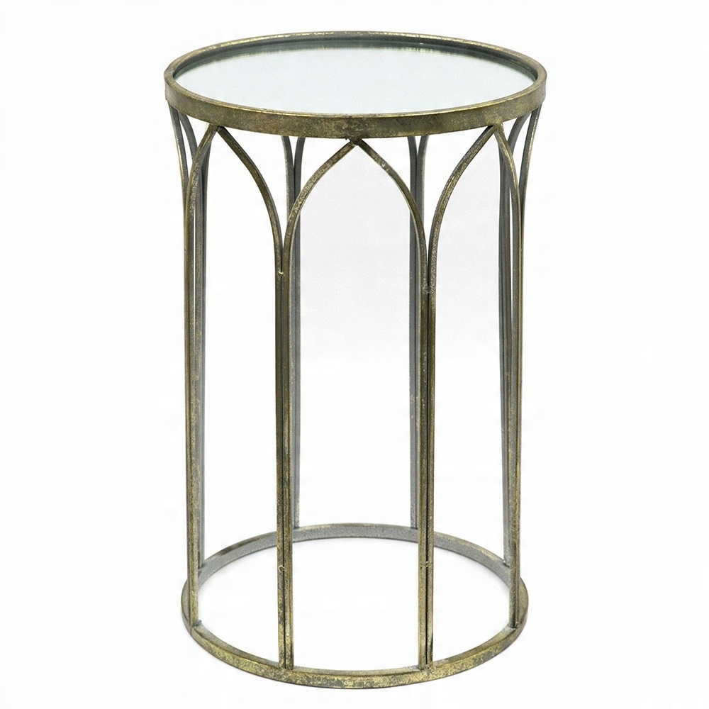 

Stolik Metalowy Z Lustrem Złoty 55cm Retro 50 Ława