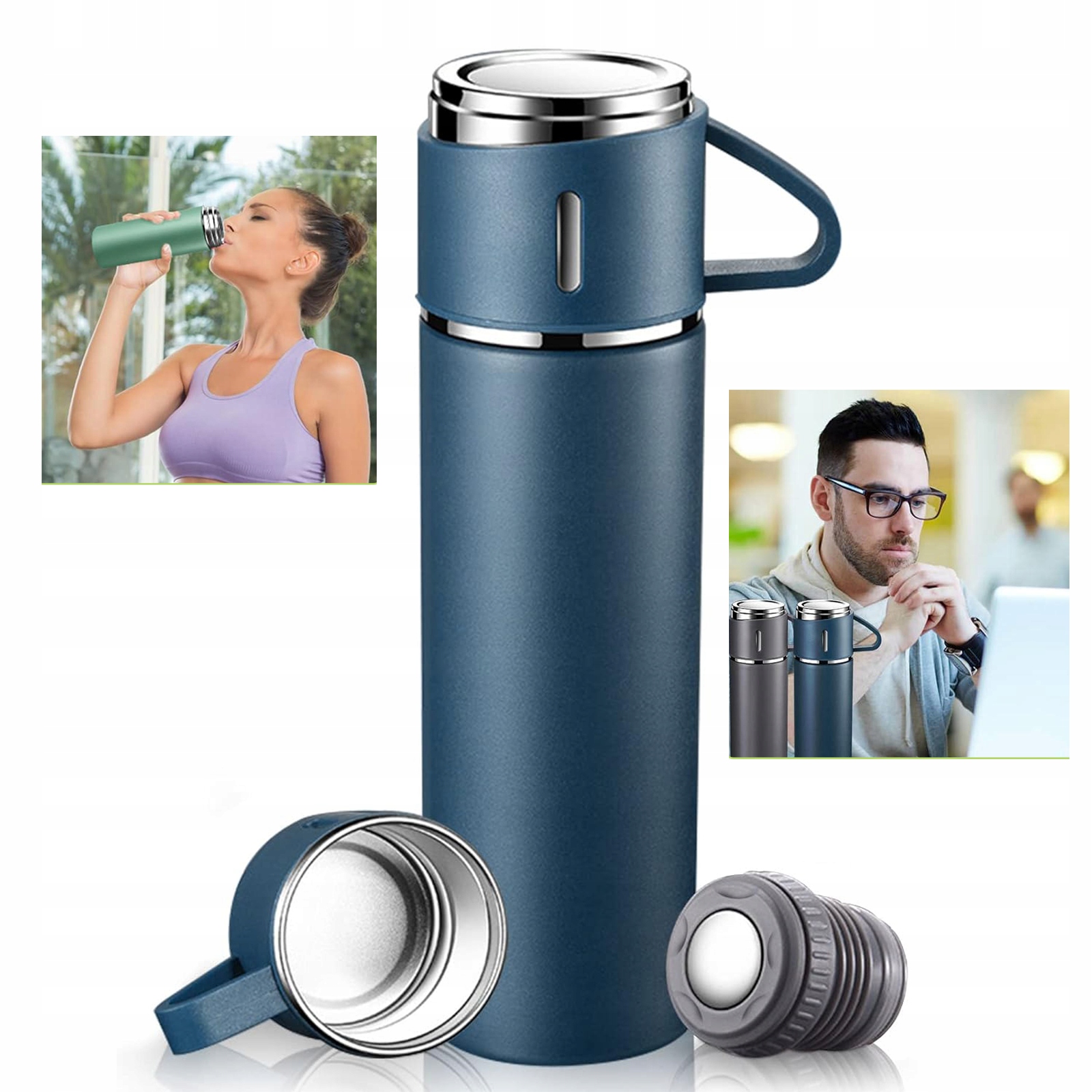 Termos Kubek Thermos Hot Drinki Do 12H Kawa Herbata Szczelny 500ml Niebieski