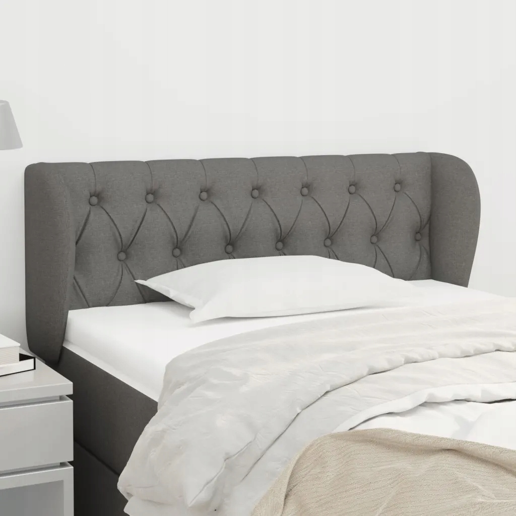 Čelo postele typu ušák tmavě šedé 103x23x78/88 cm textil Šedá 3117471
