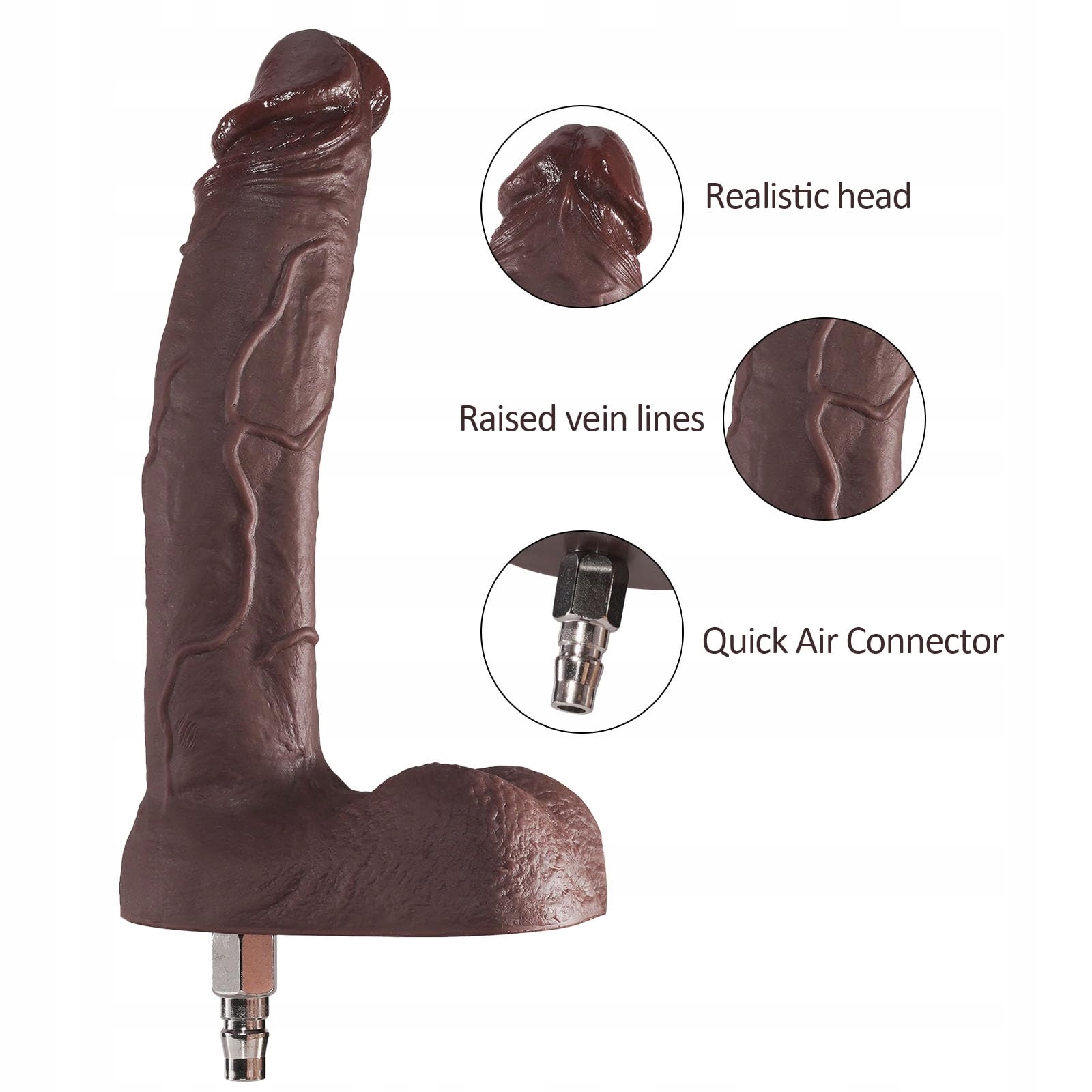 REALISTISCHER DILDO 23 CM SILIKONOWY DO MASZYN EROTYCZNYCH DLA DOROSŁYCH — miniatura 3