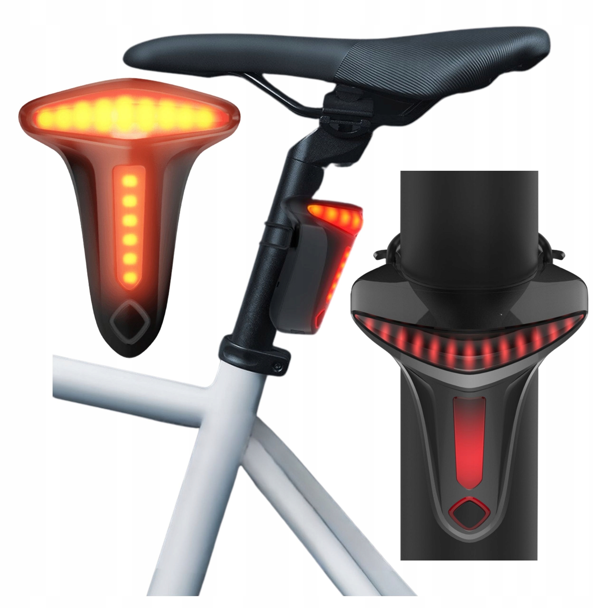 Lampka rowerowa tylna Led czujniki hamowania inteligentna sztyca siodełko