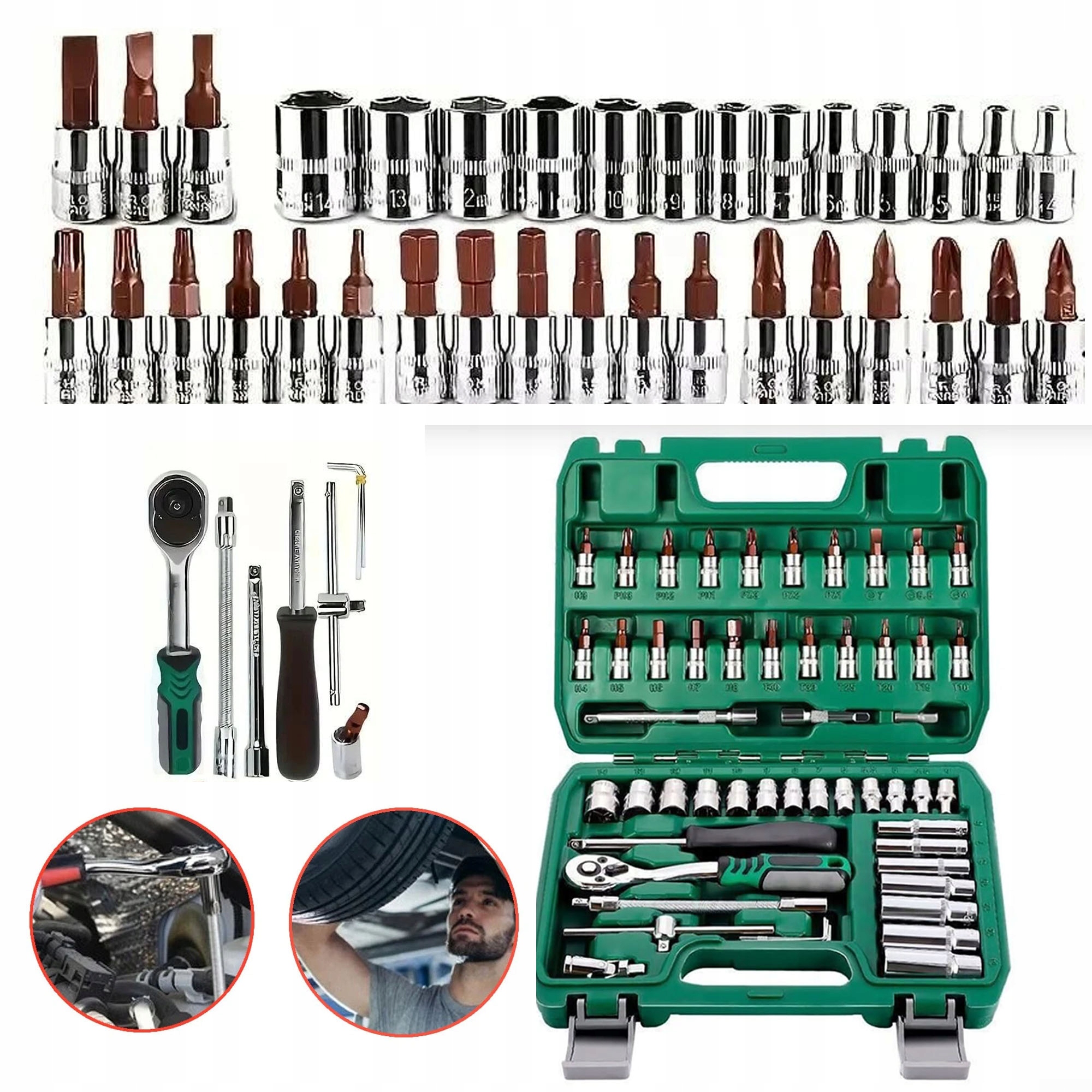 Sada Nástrčných Klíčů S 1/4" Ráčnou A Úložným Kufrem
