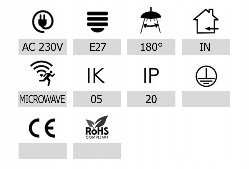 Plafon Kader 1xE27 max25W PC+PMMA IK05 Ø270mm mikrofalowy czujnik ruchu Rodzaj plafon