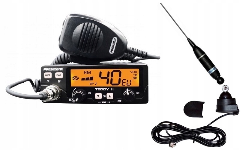 RADIO CB PRESIDENT TEDDY ANTENA SIRIO MONTAZOWA