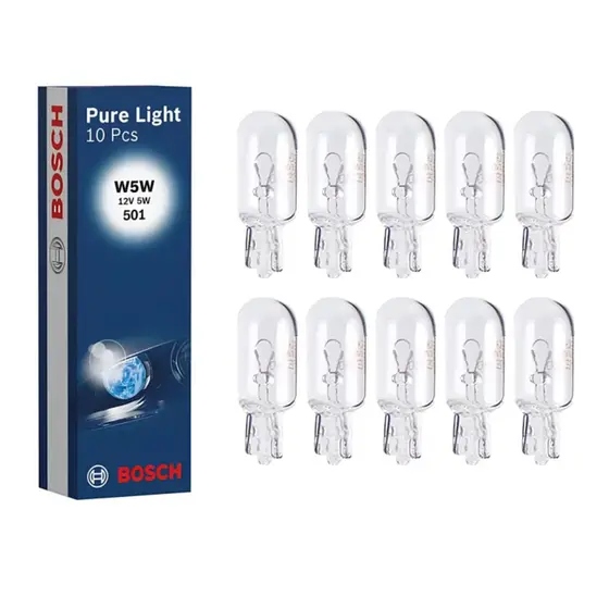 10 x żarówka 12V 5W W5W Bosch całoszklana bezcokołowa 10 sztuk
