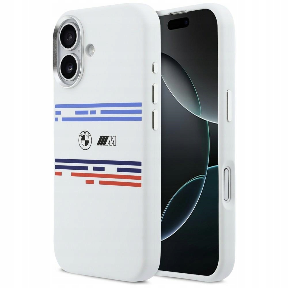 Etui Bmw M Silicon Horizontal Line MagSafe na iPhone 17- białe Bmw