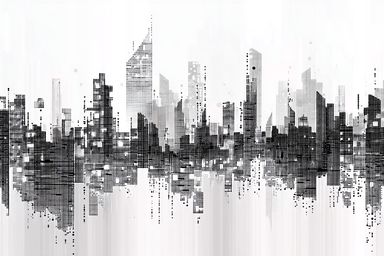 Fototapeta Flizelina Grafika B&w Město Panorama Mrakodrapy 416x254 130g