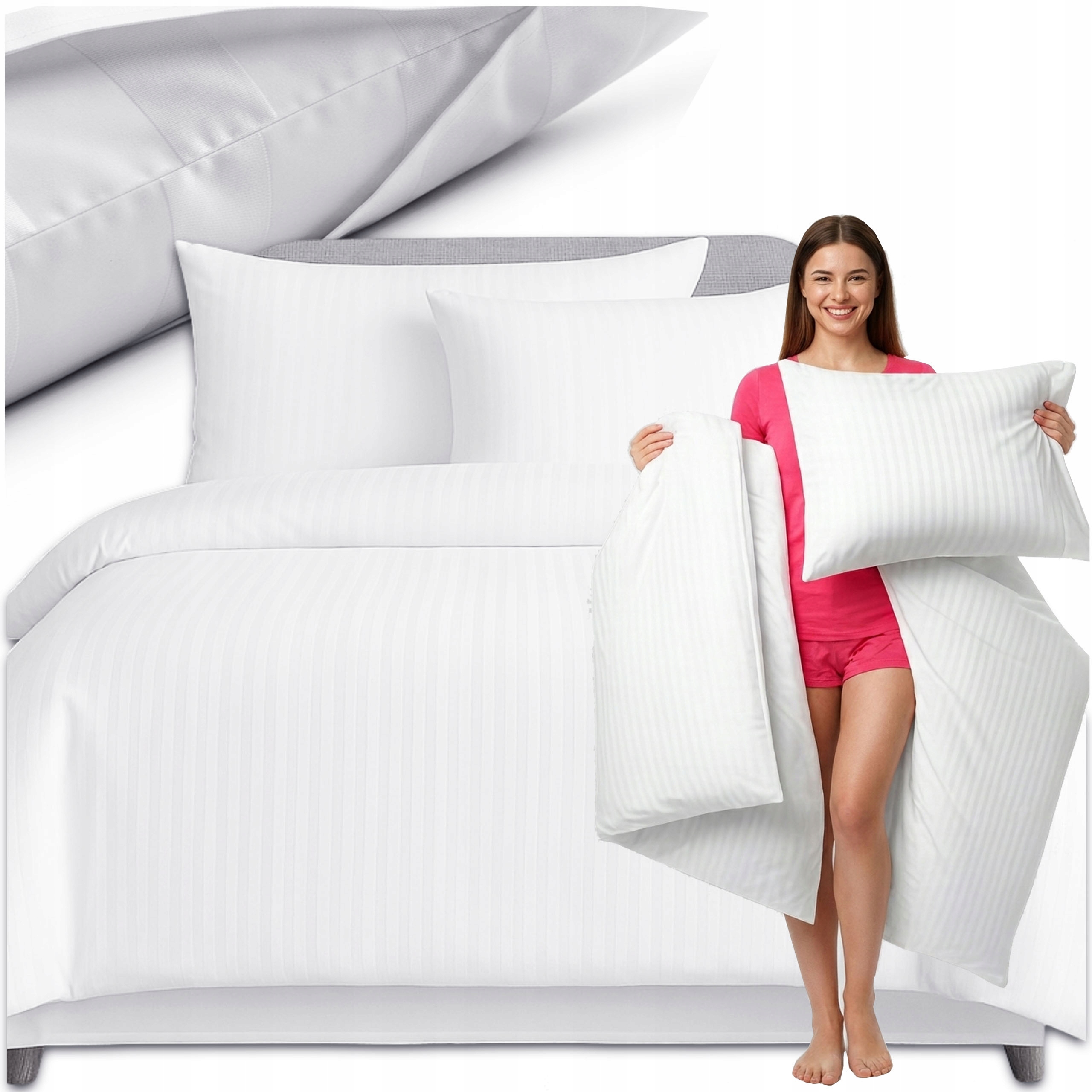 Hotelové Povlečení 160X200 Damašek Bílá Bavlna 70x80 Měkká Komfortová