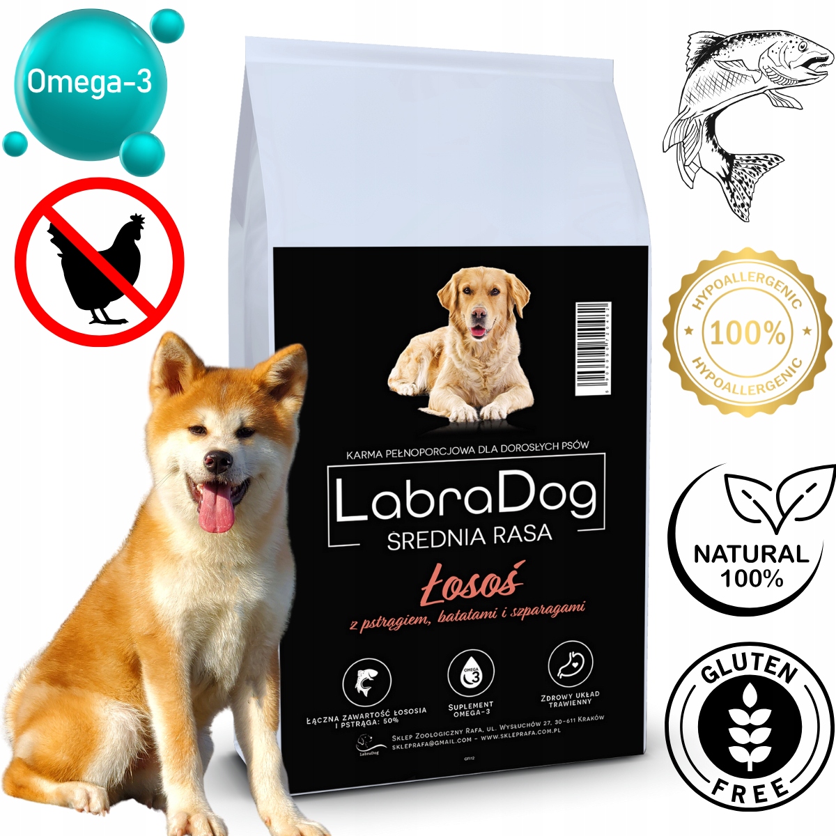 Levně LabraDog Superfood Hypoalergenní monoproteinový losos s pstruhem 2 kg