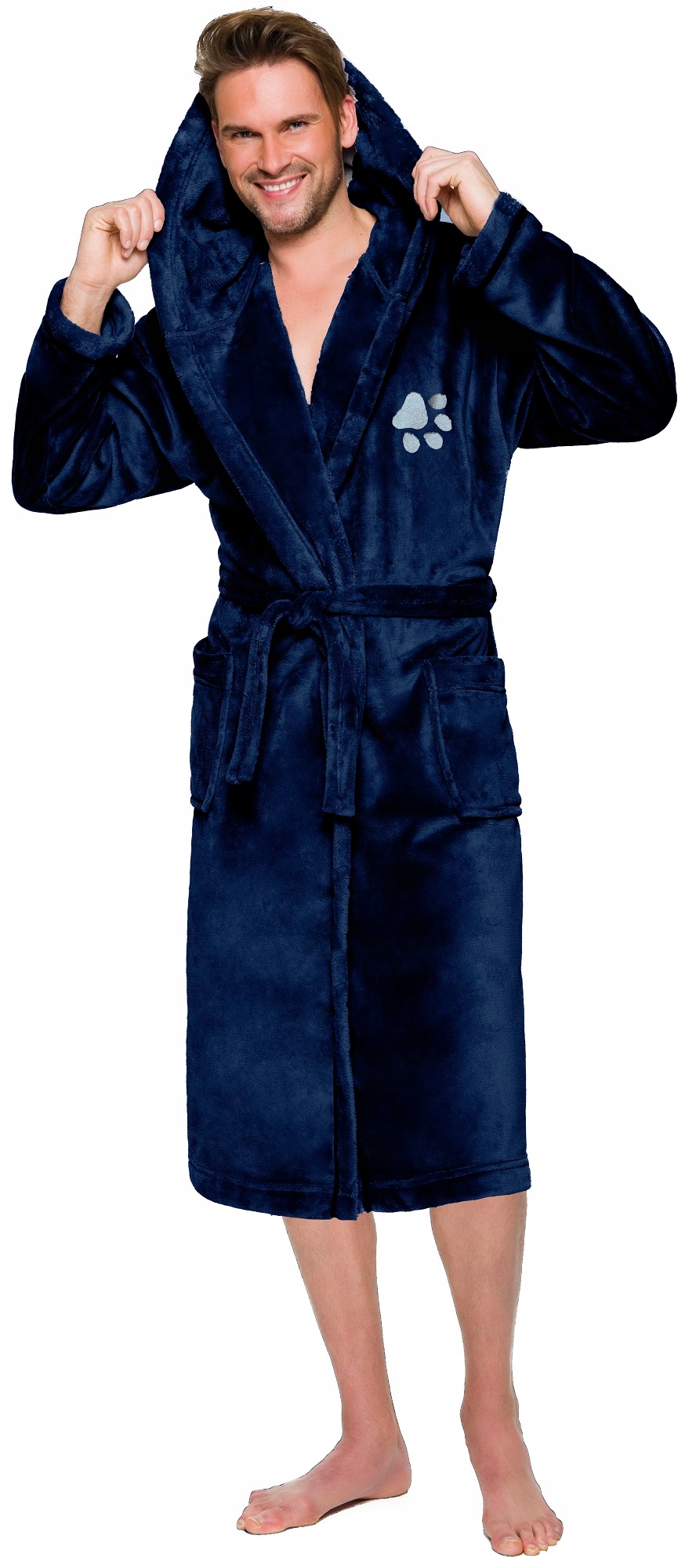 ŁAPKA CIEPŁY DŁUGI SZLAFROK MĘSKI Z KAPTUREM M Materiał dominujący wellsoft