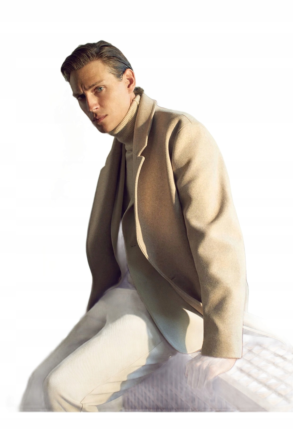 Koton Pánský Kabát Klasický Béžový S Klopami Na Boky XL 5DA