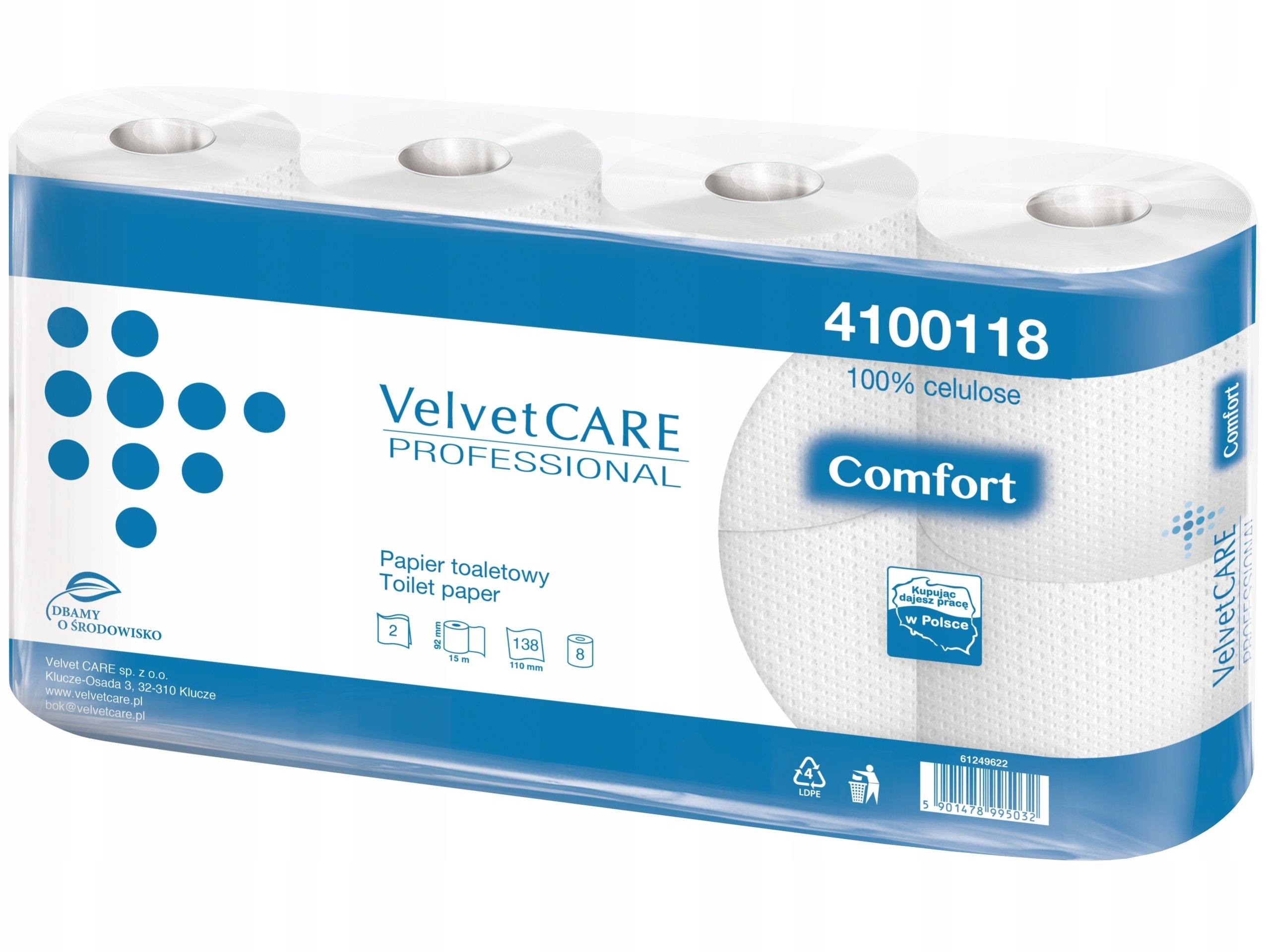 

Velvet Papier Toalet. 2W Care Comfort Biały 8SZT