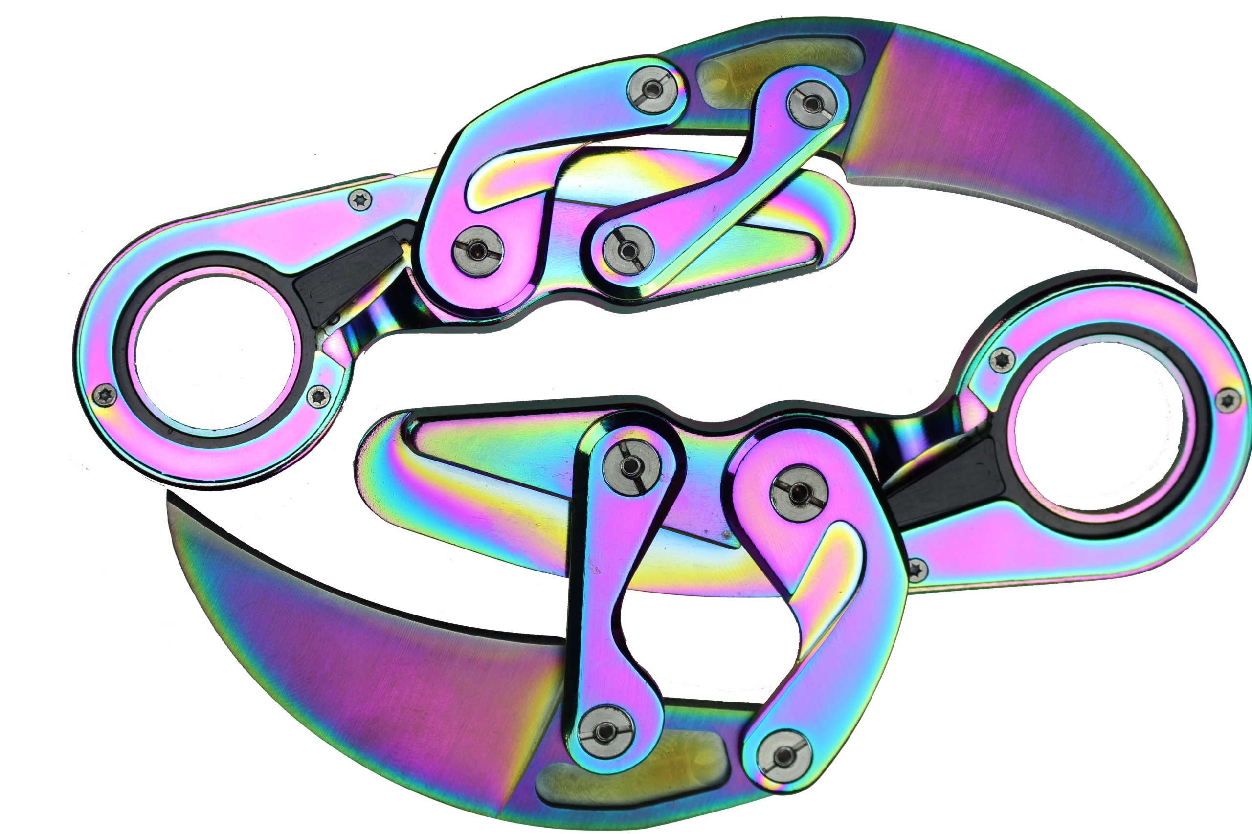 Nóż scyzoryk Karambit Mechaniczny Tęczowy innowacyjne składanie KR34
