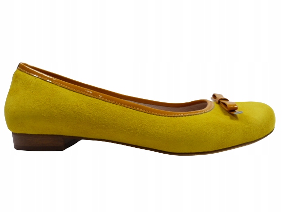 žluté semišové baleríny z kůže, elegantní dámské boty R.Polański 39