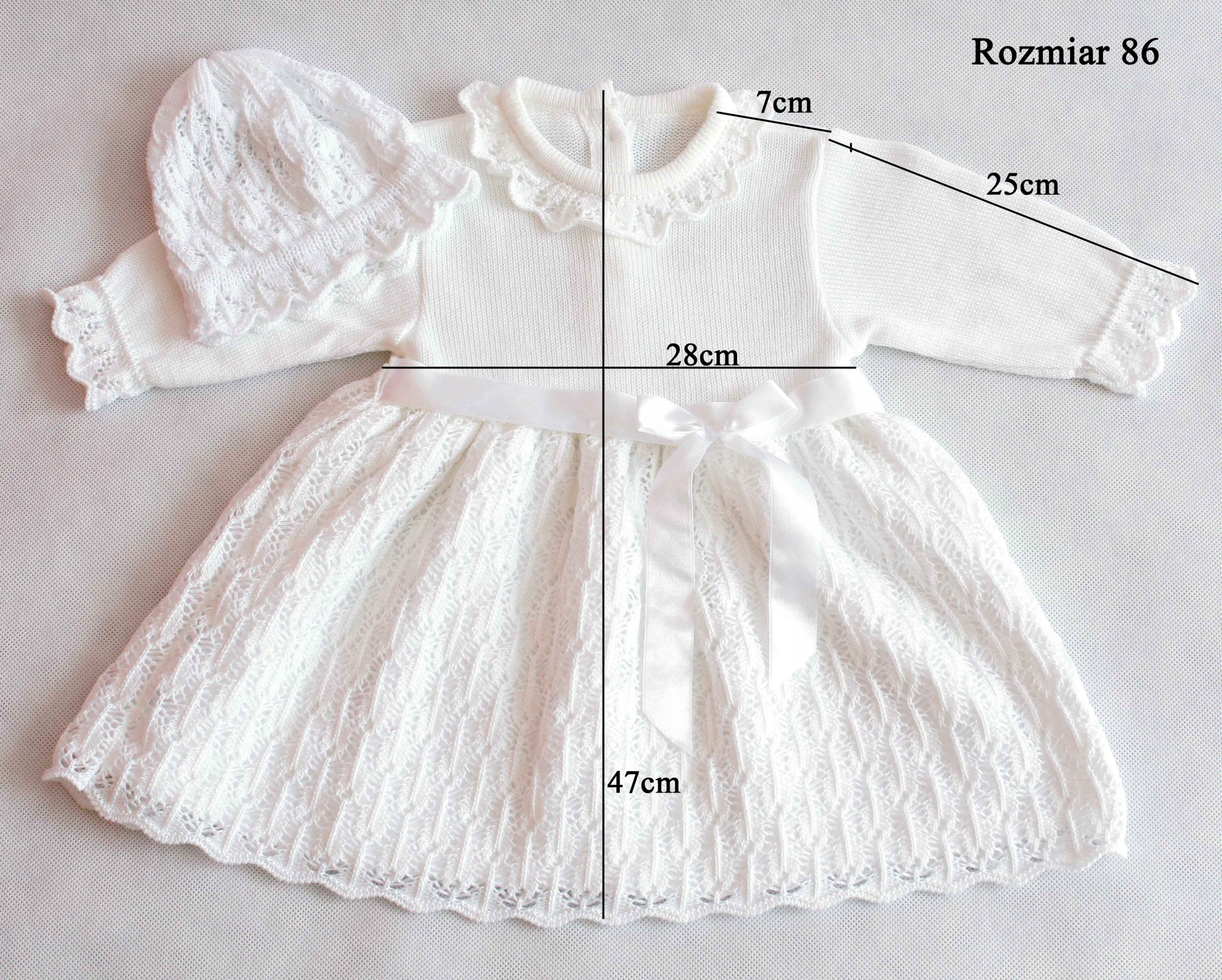 SUKIENKA Czapka do chrztu na chrzest Rozmiar 86