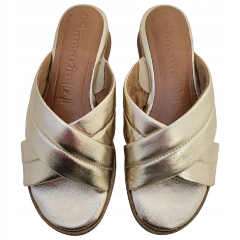 Kožené pantofle Tamaris Gold Nazouváky On na klínku 37 J1A