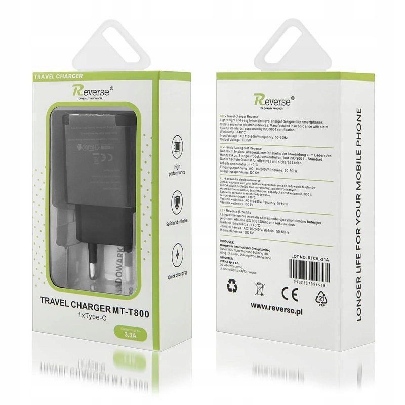 SZYBKA Ładowarka sieciowa USB-C QUICK CHARGE QC