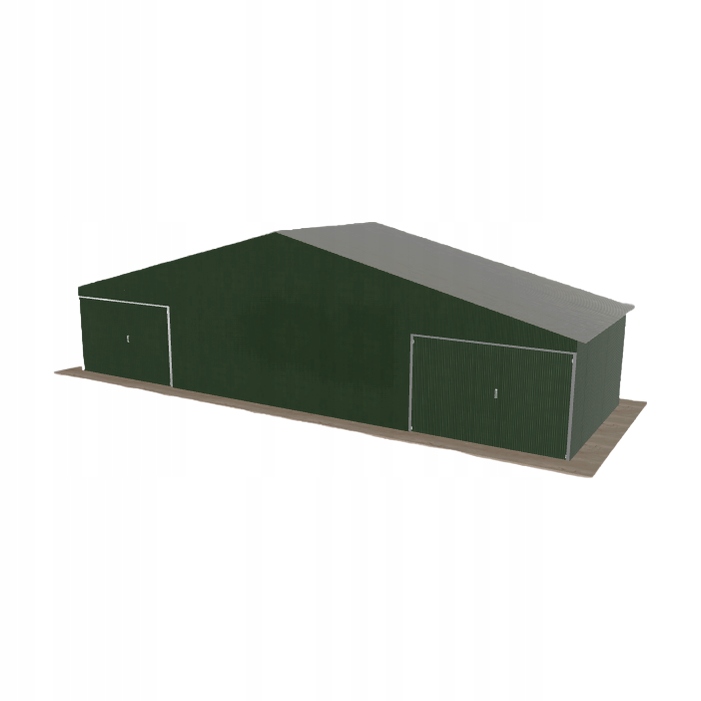 Plechová garáž 12x4 m, dvoupolohová, dvoupolohová, zelená