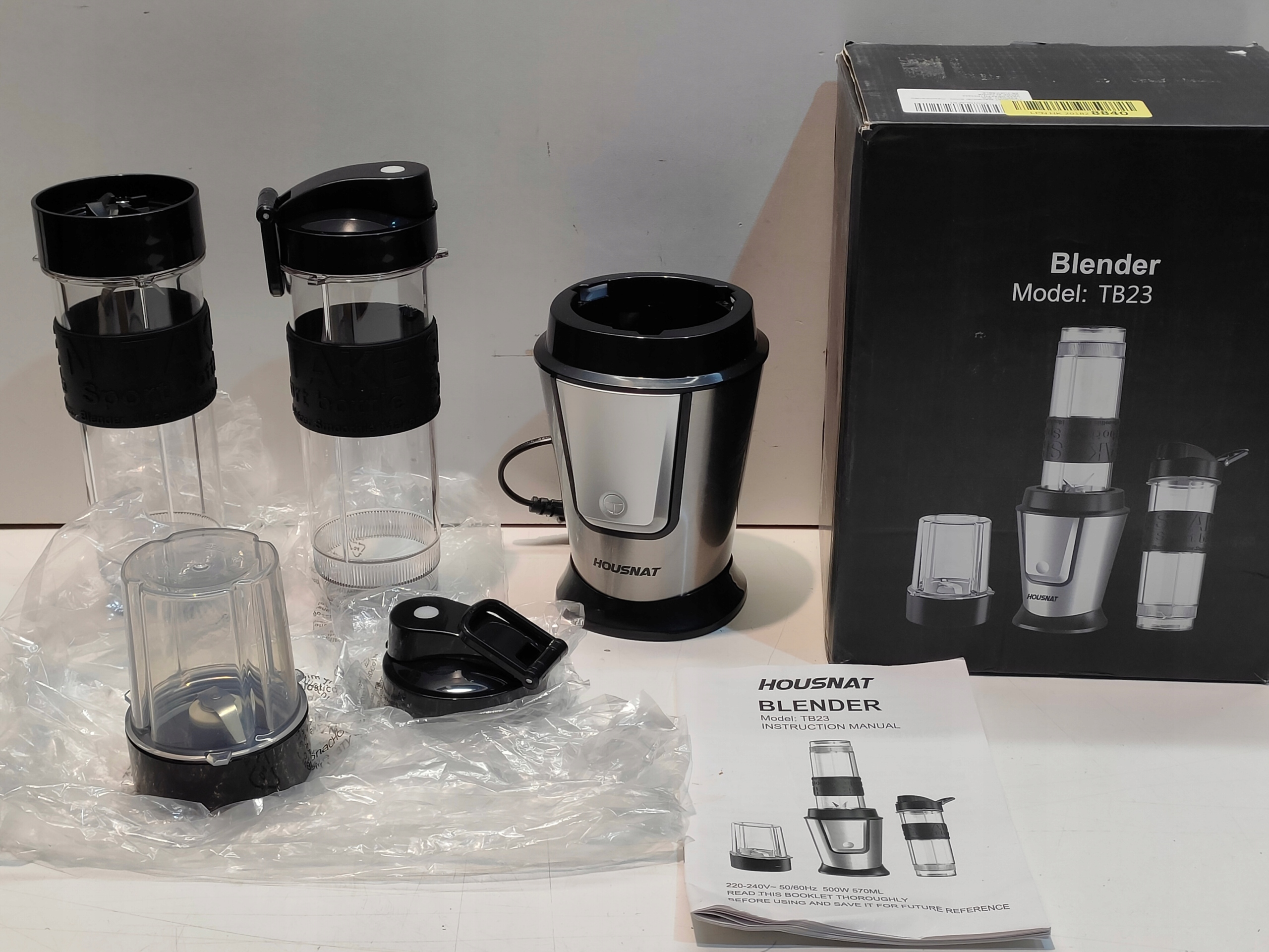 HOUSNAT Blender Do Smoothie 500W Z Młynkiem 2 Butelki Tritan 570ml — miniatura 10
