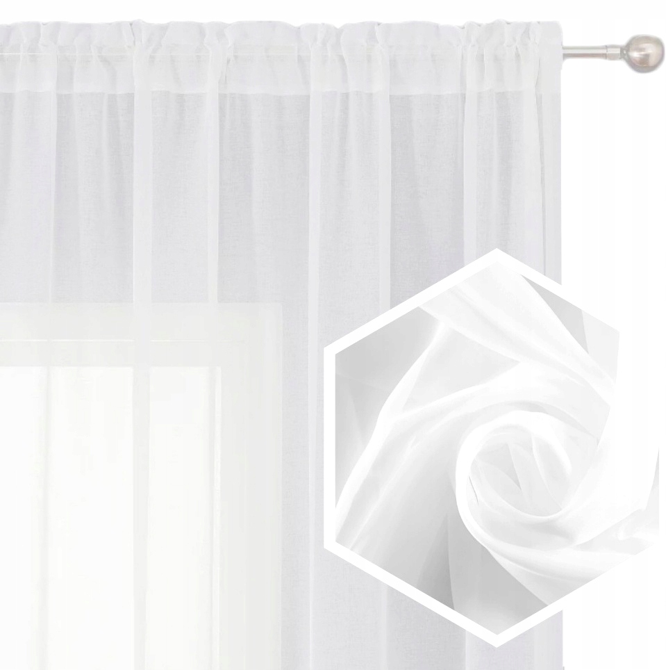 

Firany Gotowe Zasłony Woal Na Taśmie 200x250 Żabki