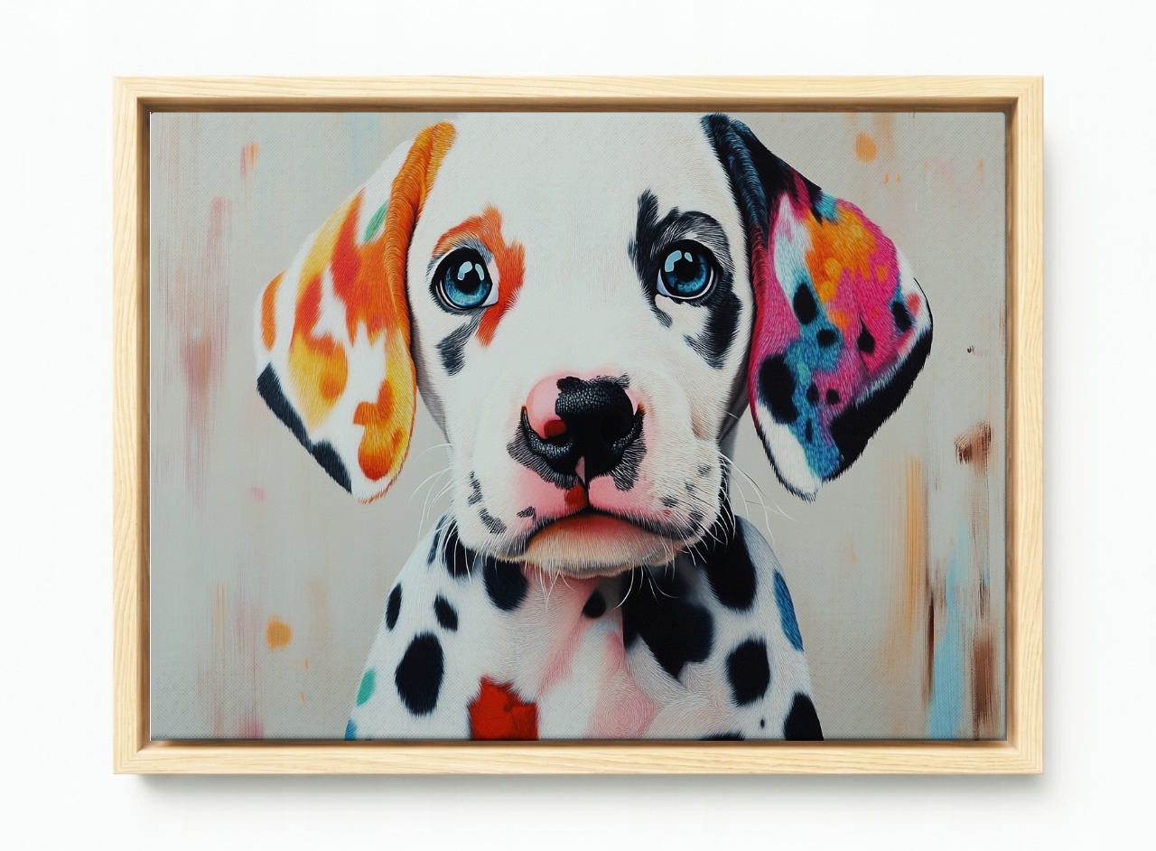 Obraz Rám Americký Box Portrét Pes Štěně Dalmatin Pop Art 120x80