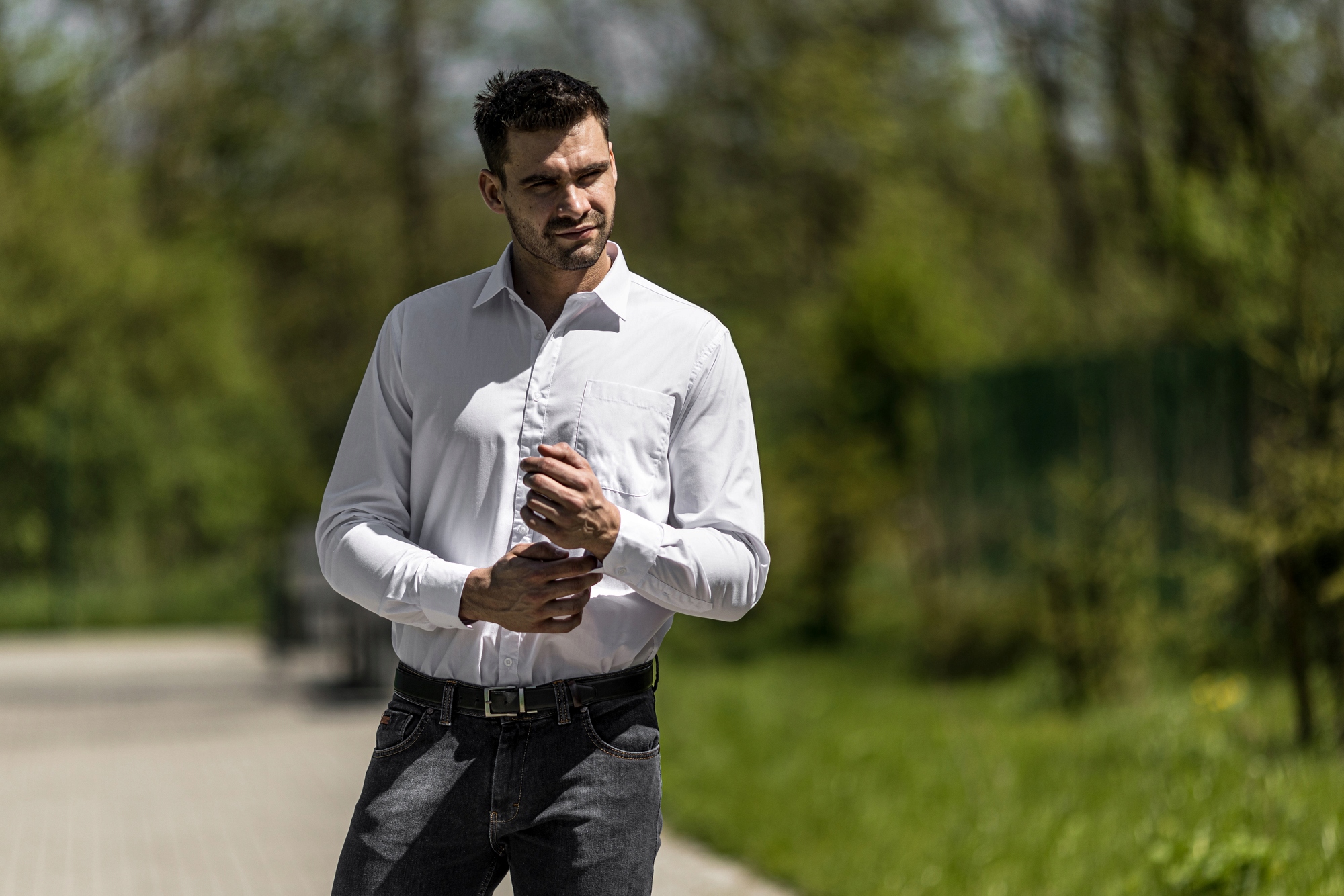 KOSZULA BIAŁA ELEGANCKA KLASYCZNA - BAWEŁNA 47/48 Marka bez marki