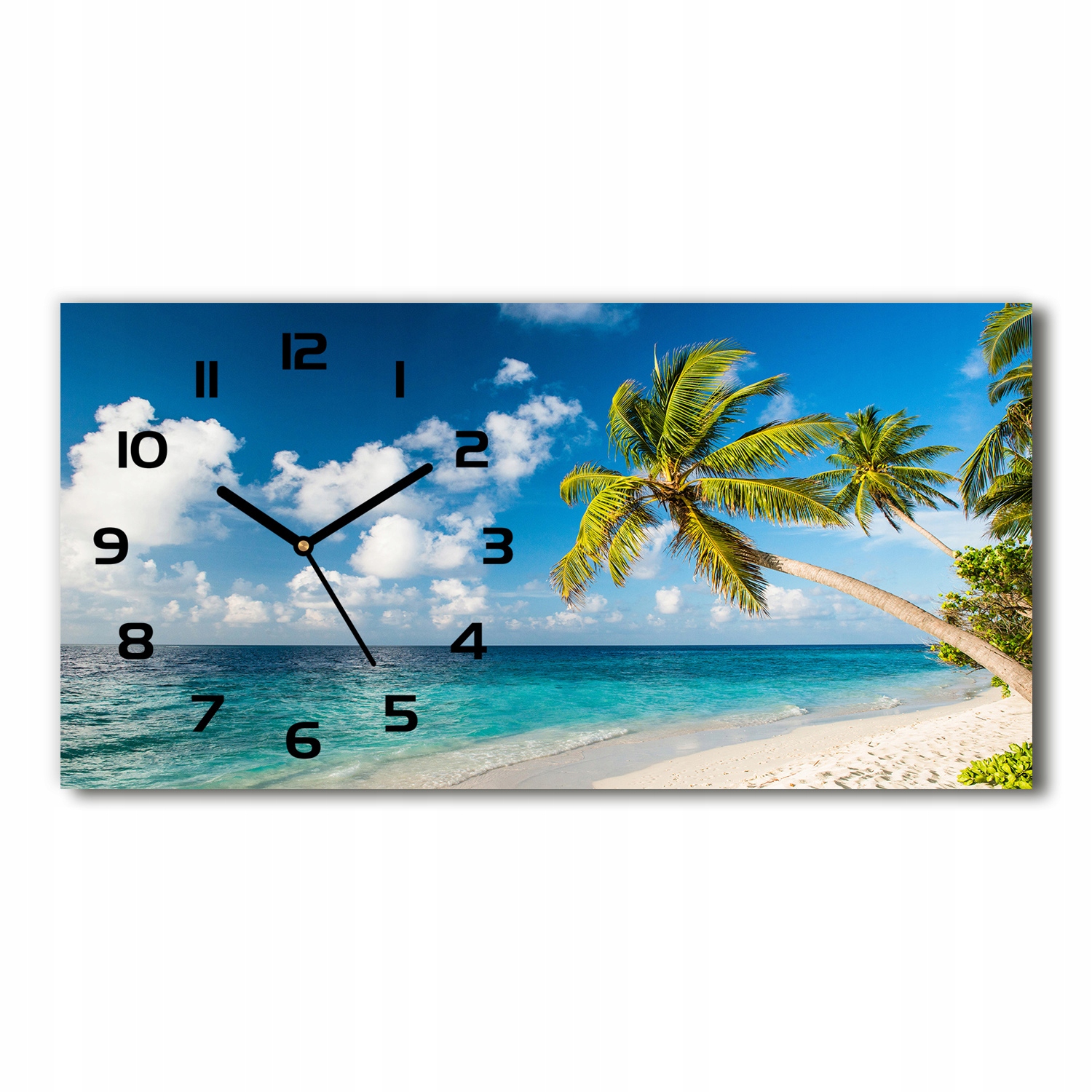 

Zegar ścienny szklany cichy Malediwy plaża 60x30cm