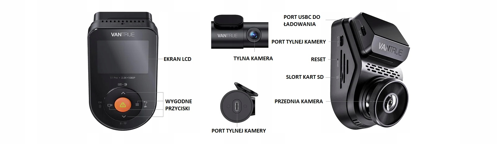 Vantrue S1 PRO SONNET 1 HDR + 128GB + ADAPTER DO TRYBU PARKINGOWEGO Marka Vantrue