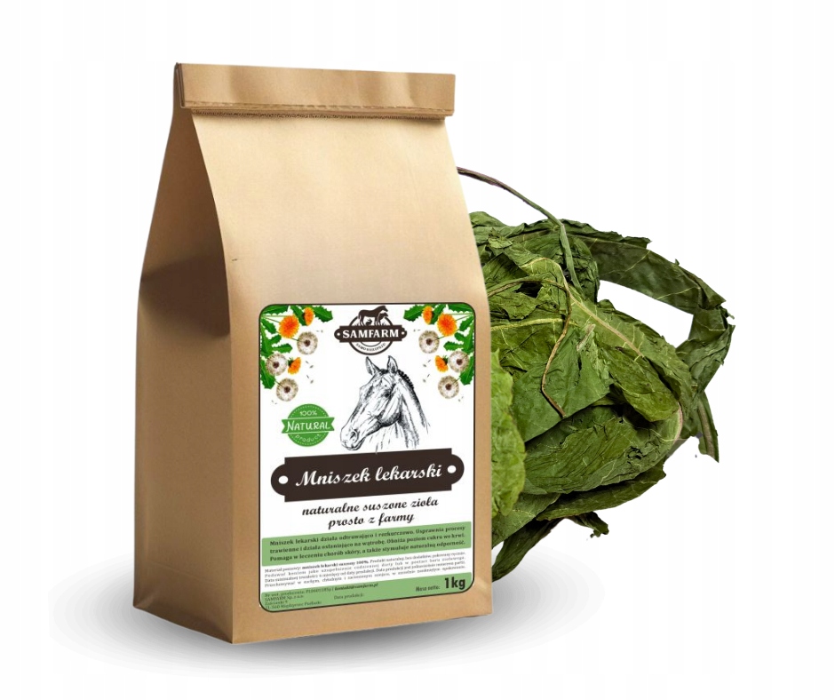 Mniszek lekarski 5kg całe liście dla koni Samfarm Bar Ziołowy