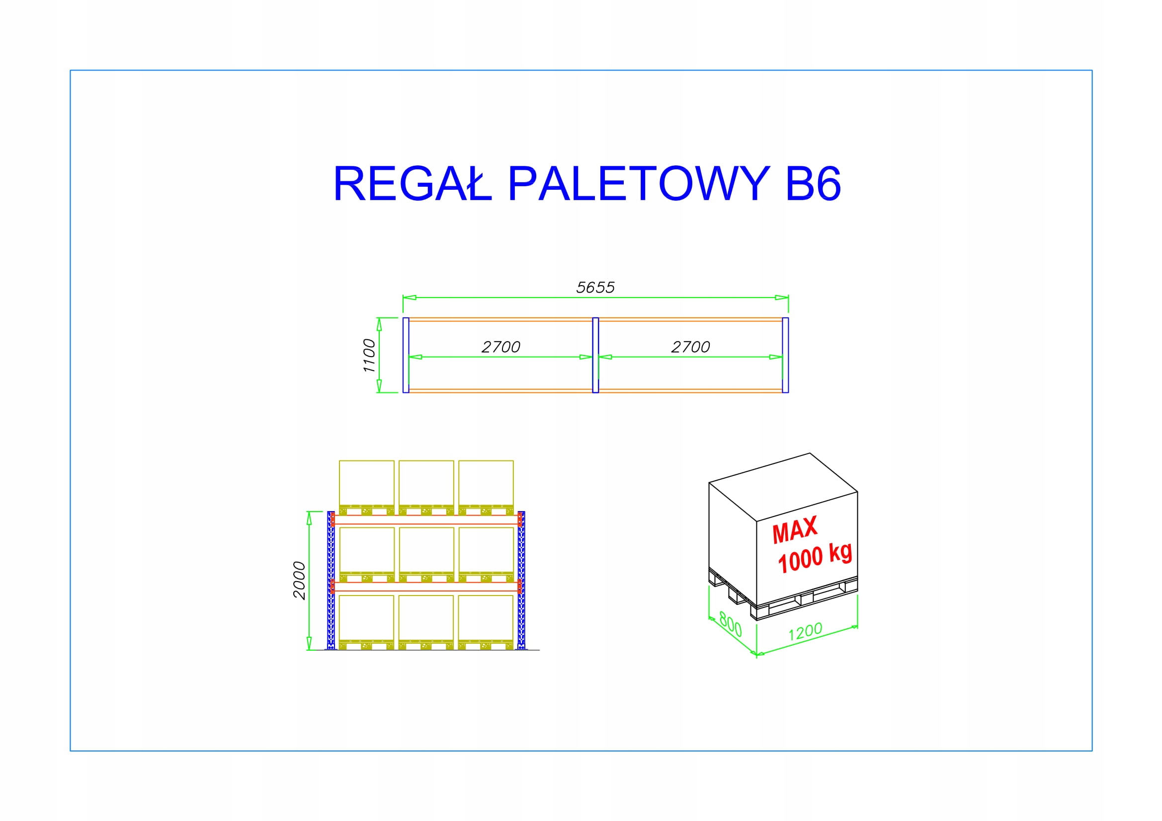 REGAL PALETOWY B6 18 PALET Regaly magazynowe Mark Mag Complex