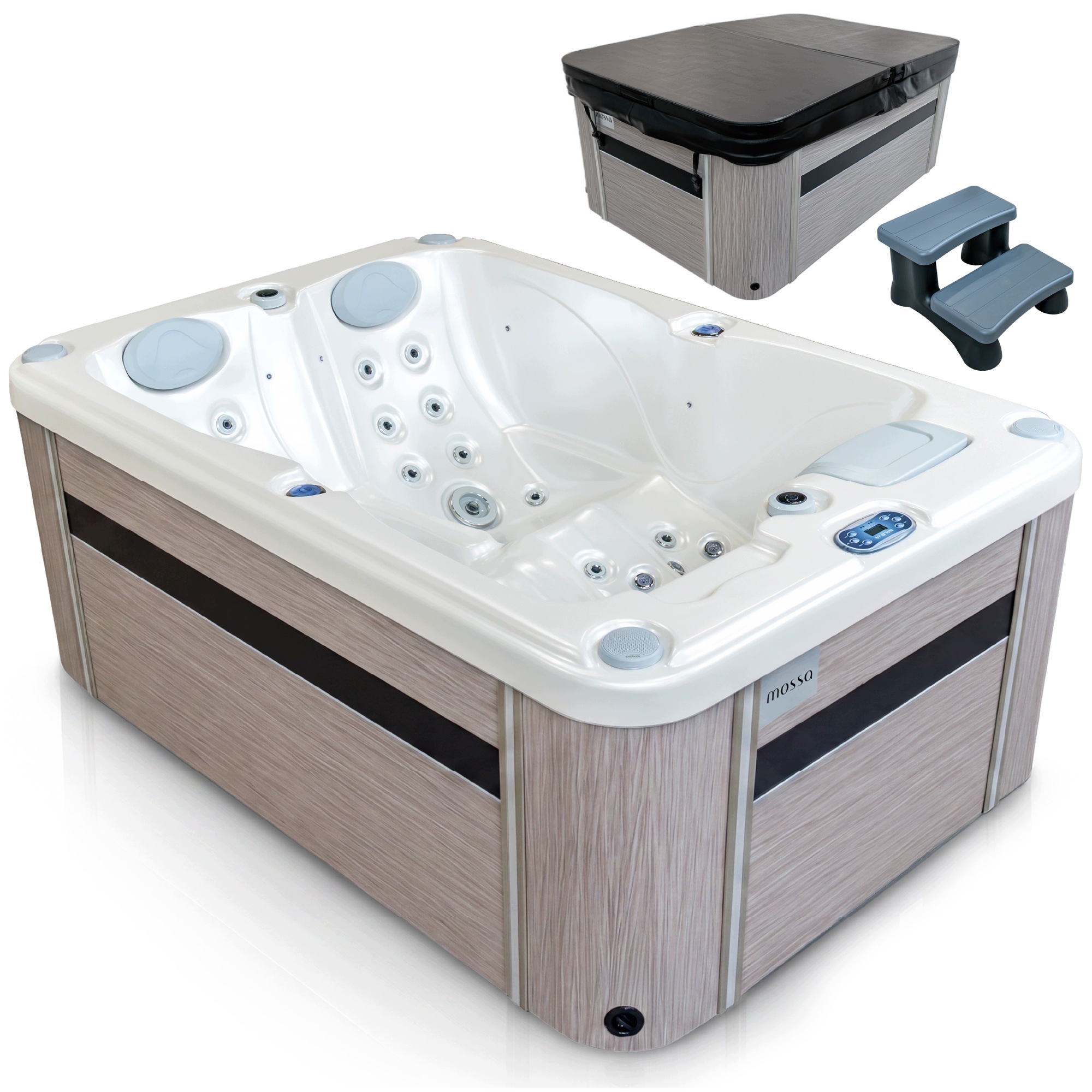 Wanna ogrodowa Spa całoroczna z hydromasażem 2osobowa pokrywa drabinki