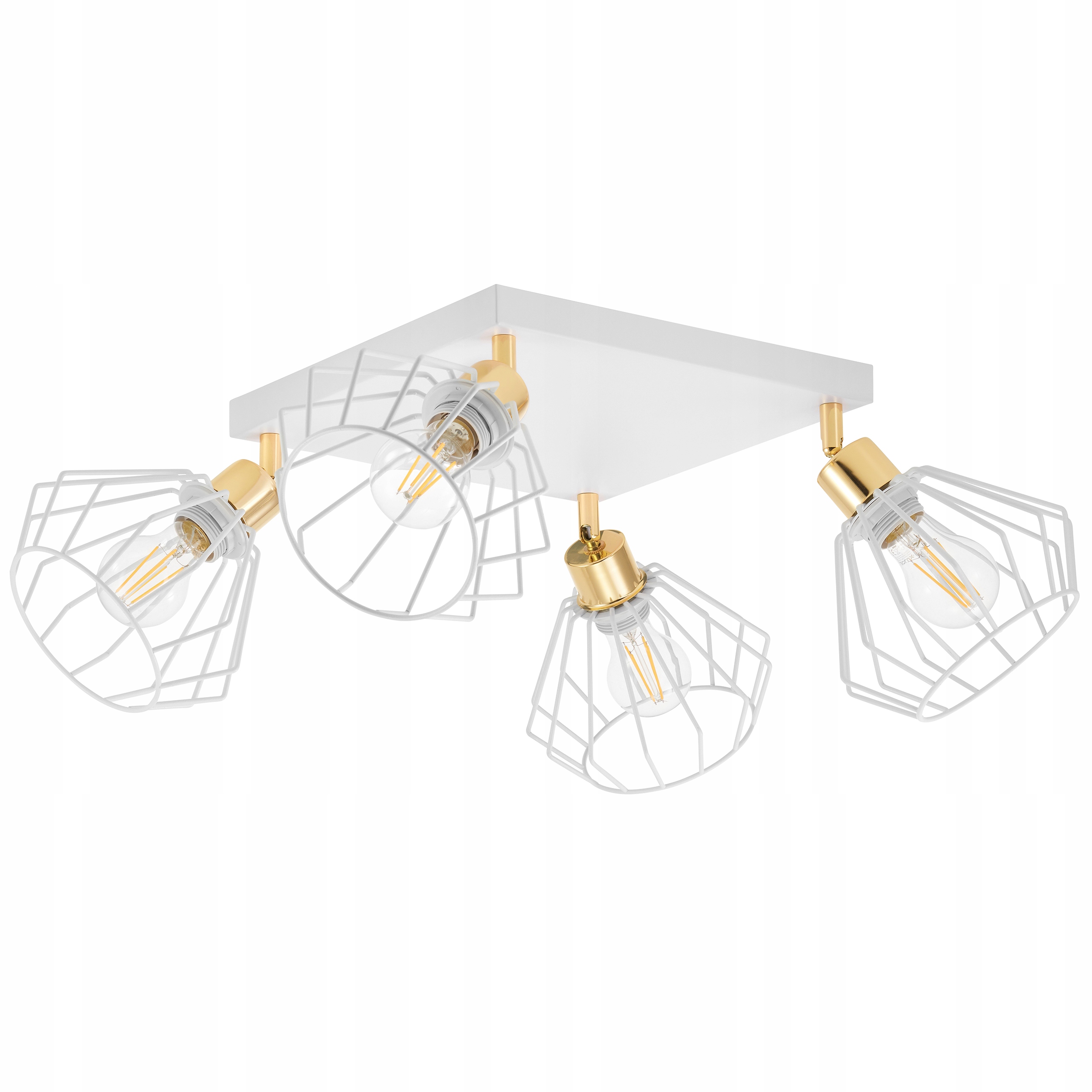 

Lampa Wisząca Żyrandol Loft Druciany Biała Złota