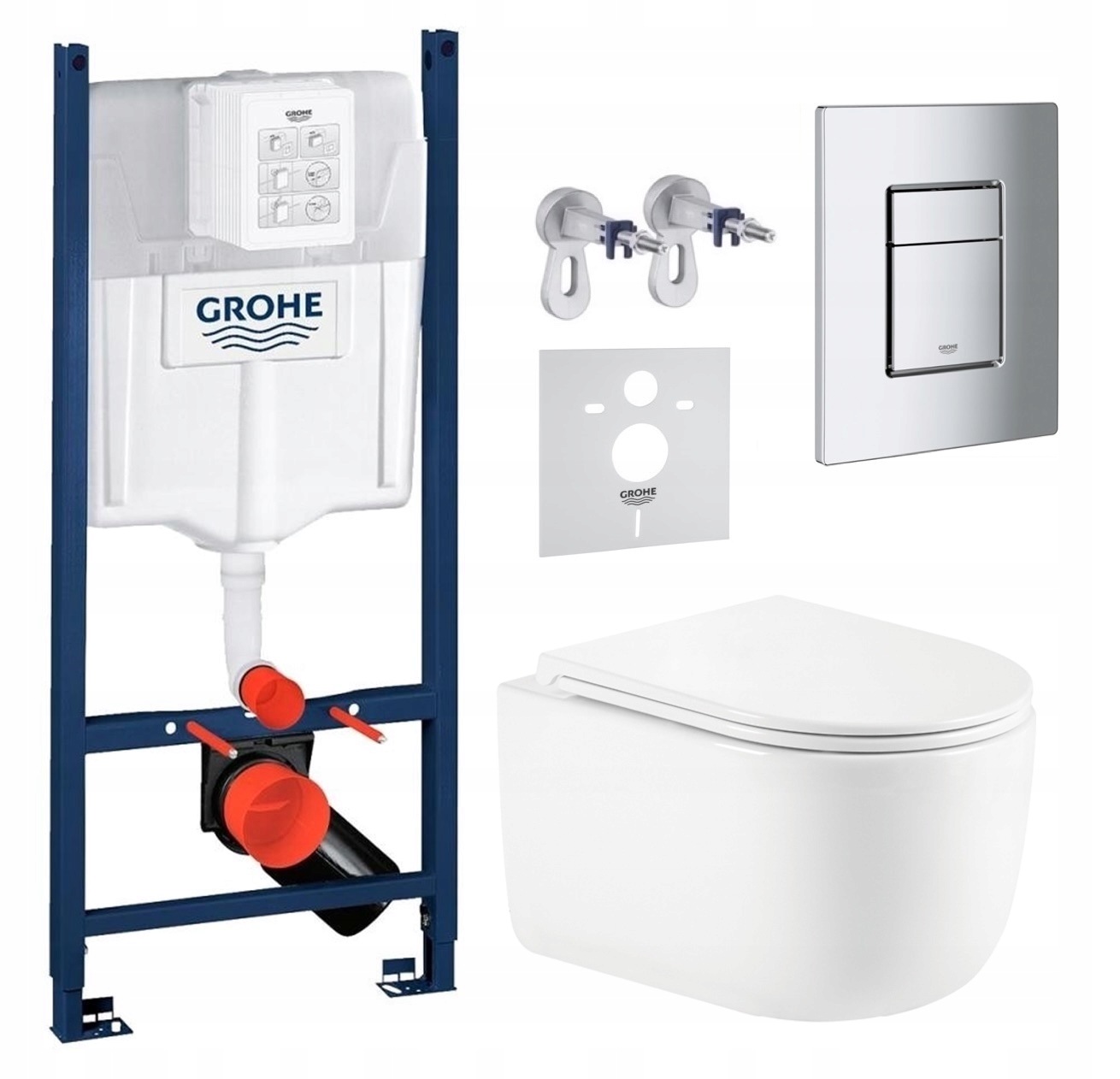 Sada Wc roštu Grohe Rapid s Wc misou Tornado Lesna a tlačidlom chróm