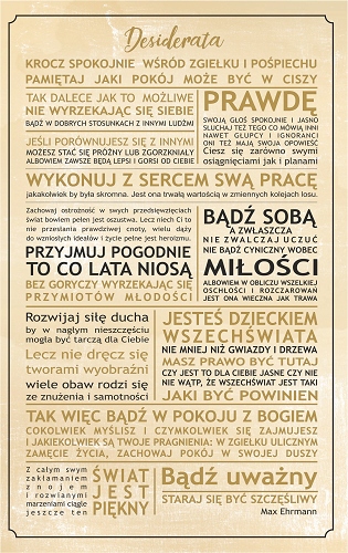 

Desiderata kartka z mądrą treścią TAB4