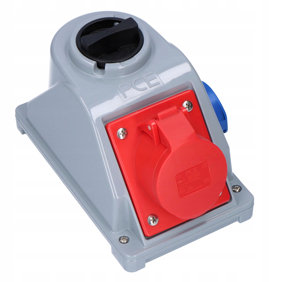 Pevná zásuvka s vypínačem typu „Combo-Pol“ 16A 400V 3P+Z+N, zásuvka 230V