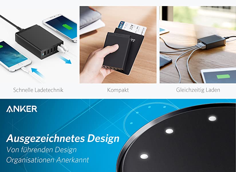 Anker Zasilacz Ładowarka Adapter 6-PORTÓW 60W USBC — miniatura 9