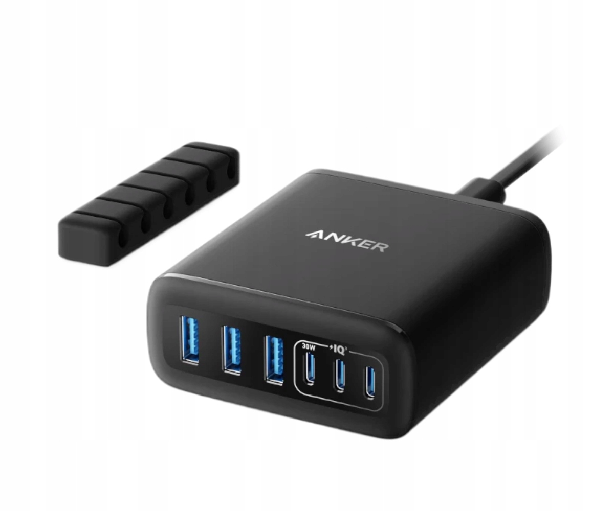 Ładowarka Stacja ładująca Anker A2154G11 3x Usb-c 3x Usb-a GaN 112 W Czarna
