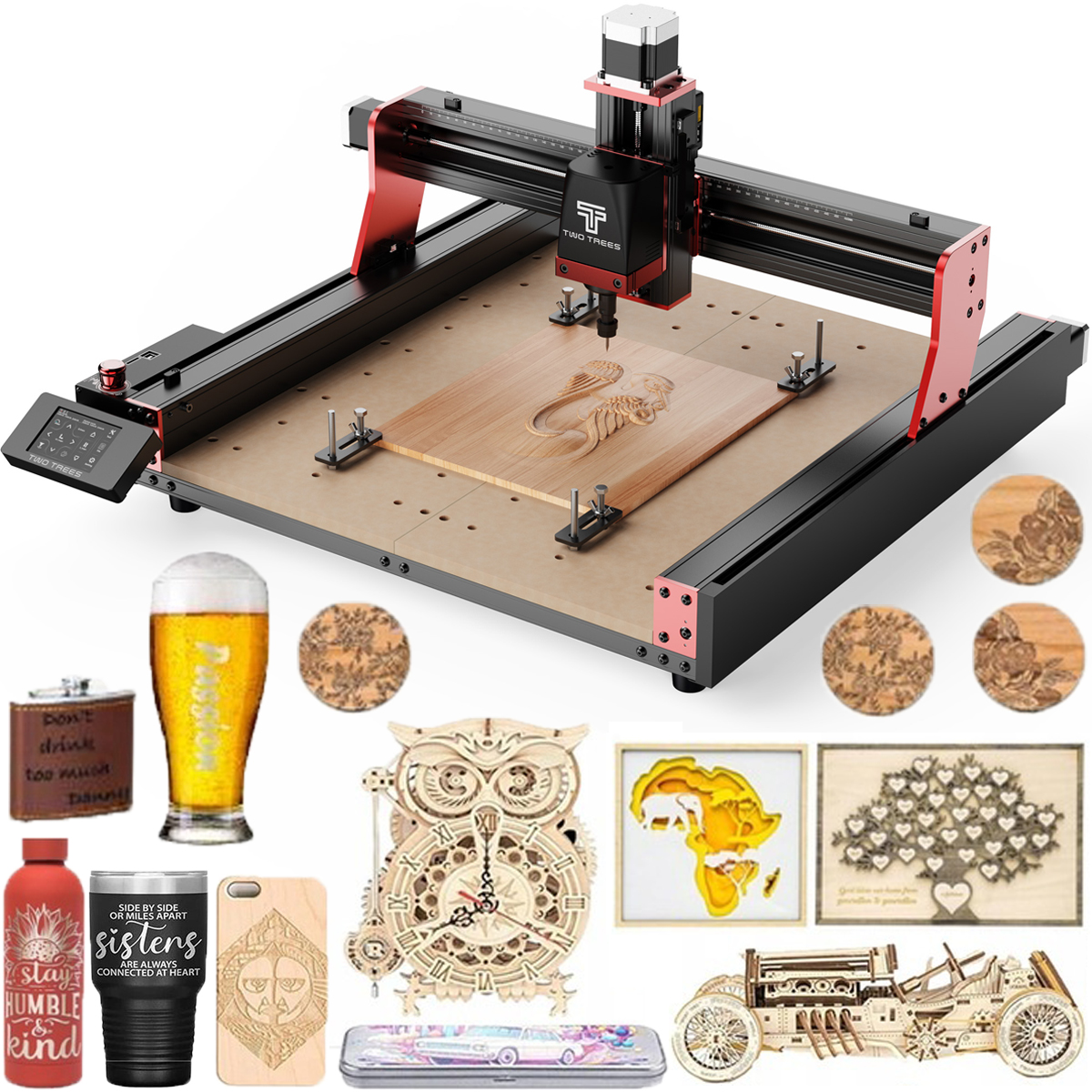 TwoTrees TTC450 Pro All-in-one Frezarka CNC Grawerka laserowa 460*460*80mm