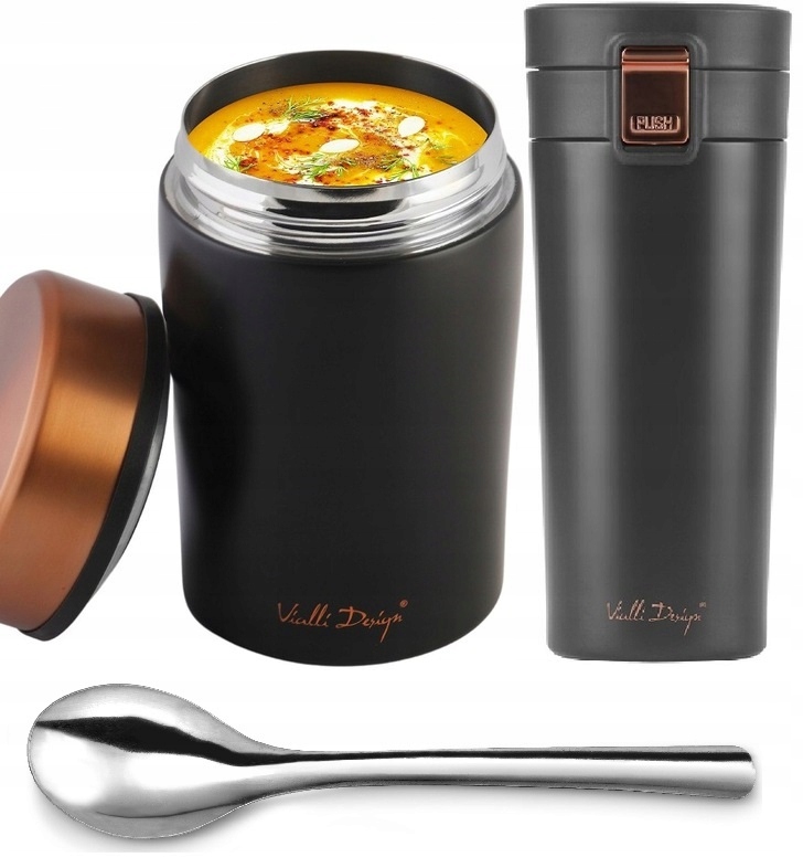 ZESTAW NA GORĄCE POSIŁKI I NAPOJE KUBEK TERMICZNY PRÓŻNIOWY TERMOS OBIADOWY