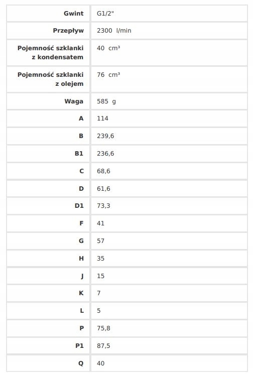 Reduktor ciśnienia filtr odwadniacz naolejacz 1/2 Kod producenta FMB 12