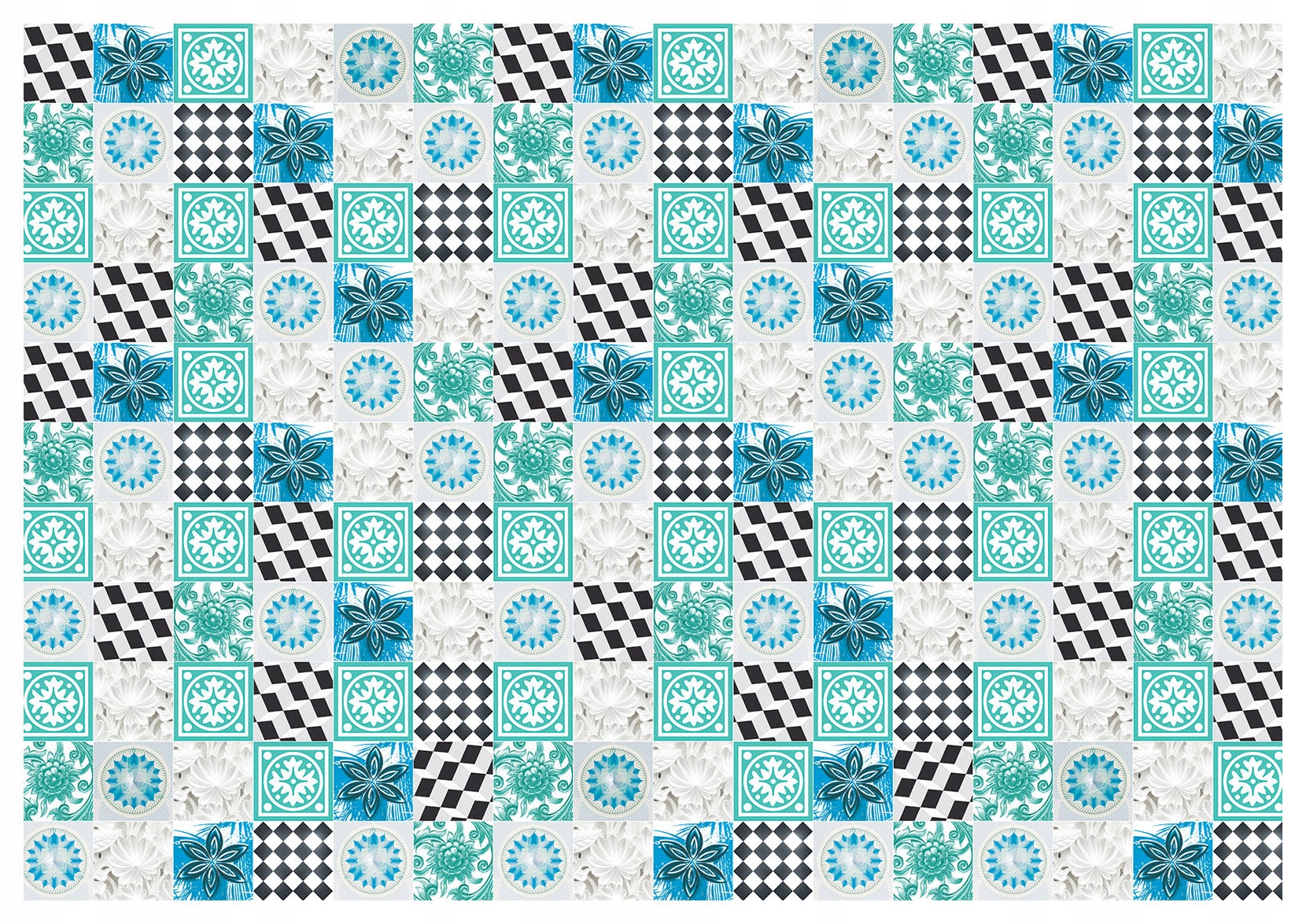 Fototapeta Květiny Geometrie Boho Vintage Dlaždice 350x250 do obývacího pokoje lepidlo