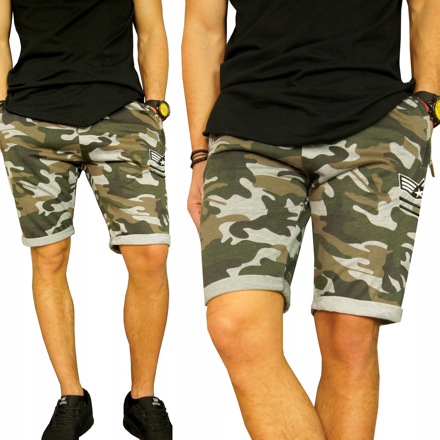 

Krótkie Spodenki Dresowe Męskie Moro Camo Logo - M