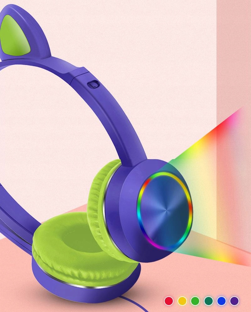 SŁUCHAWKI GAMINGOWE KOCIE USZY PODŚWIETLENIE RGB Model AKZ-020