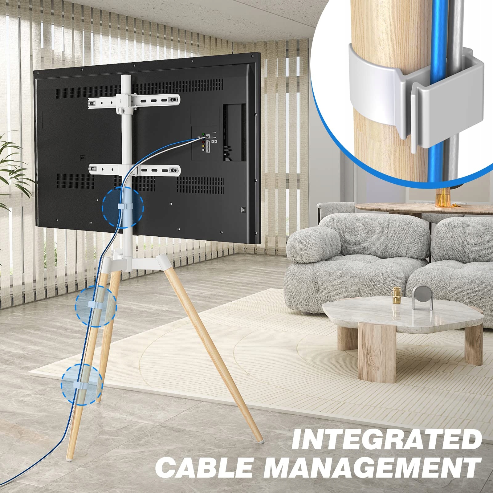 RFIVER Stojak TV Tripod Regulowany Do Telewizorów 32-65 Cal 35kg — miniatura 6