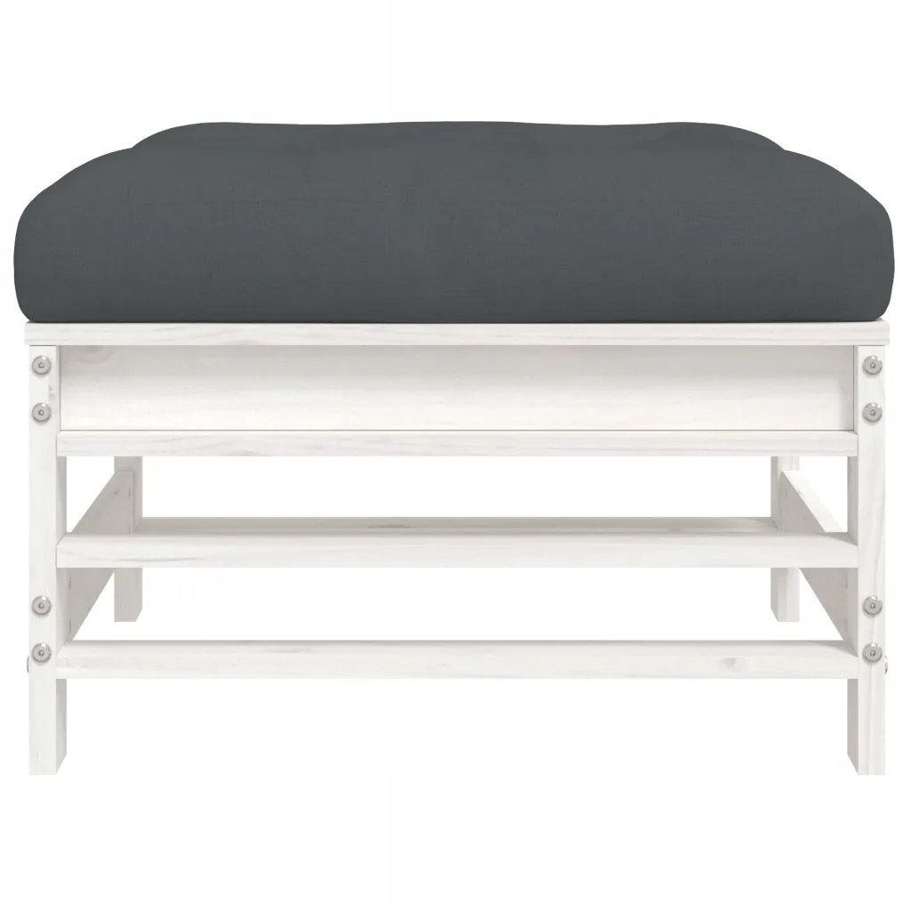 Podnóżki ogrodowe z poduszkami, 2 szt., białe, drewno sosnowe EAN (GTIN) 8720845802998