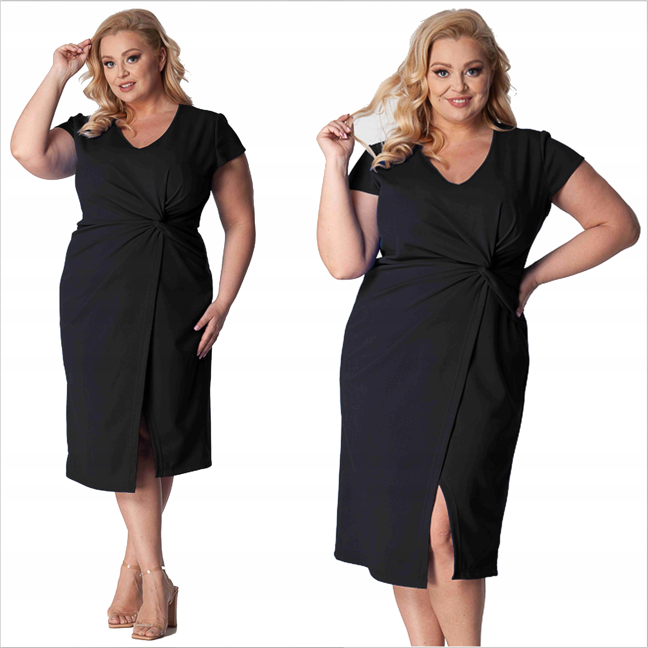 Elegantní Návštěvní Černá šaty Plus Size na Svatební Hostina (46-52) 5XL 50