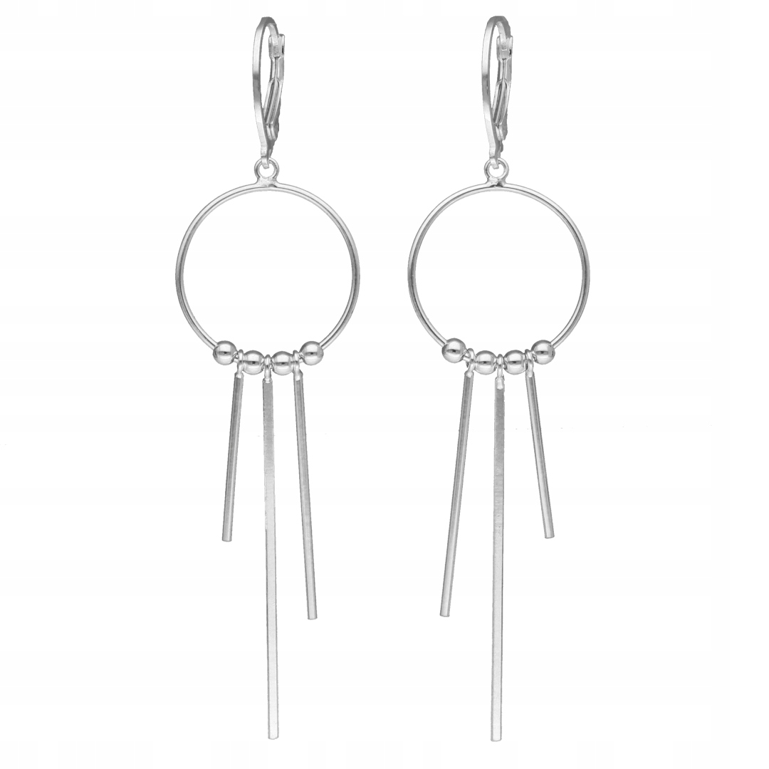 Náušnice geometrické kruhy s paličkami stříbro
