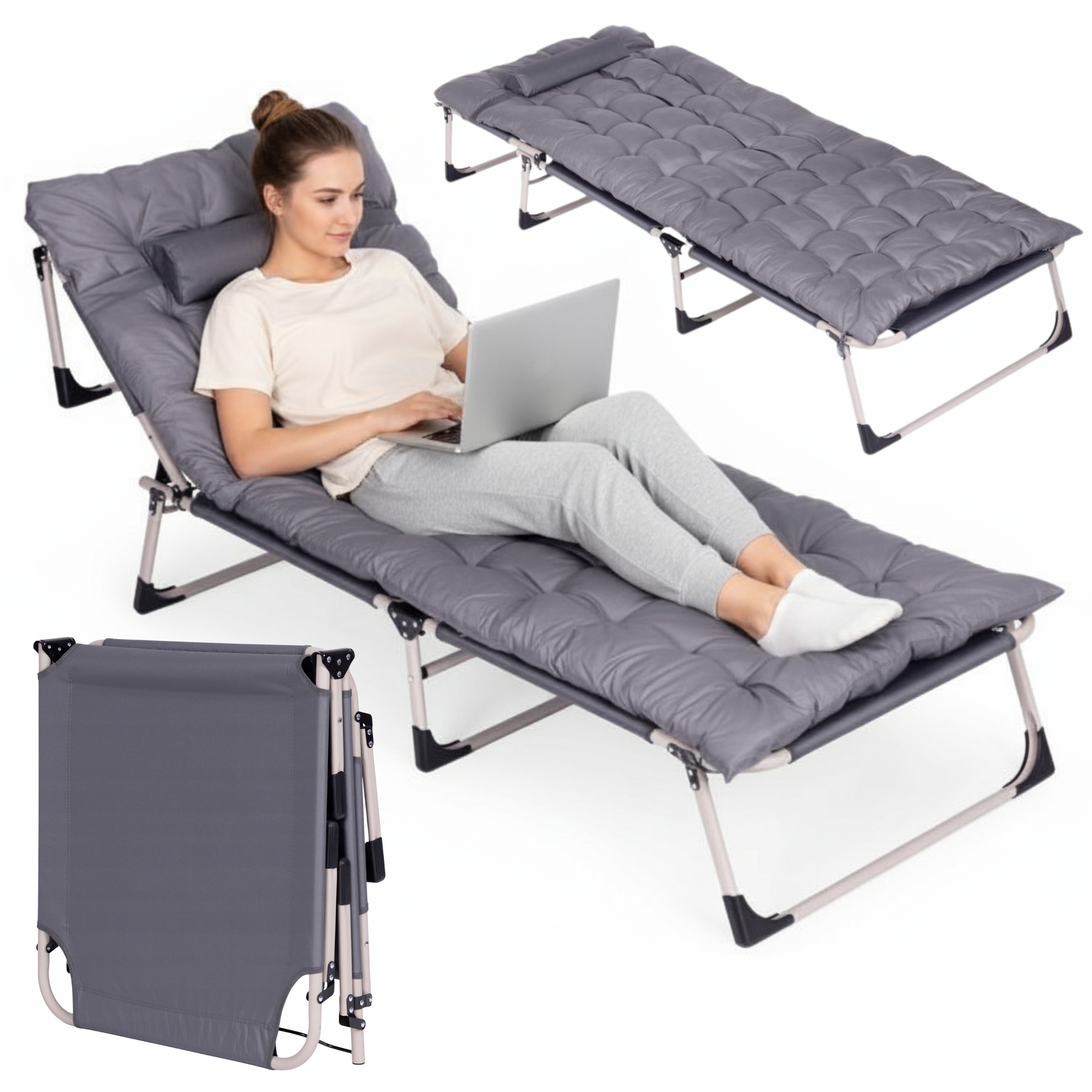 Łóżko Turystyczne Rozkładane Z Materacem Poduszką Łóżko Polowe Kanadyjka